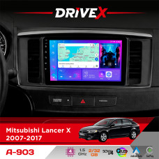 Штатна магнітола для Mitsubishi Lancer X 2007-2017 DriveX A-903 QLED 9" Android 4-ядерний 2+32Гб 4x50W(TDA7851) бездротовий CarPlay та AndroidAuto