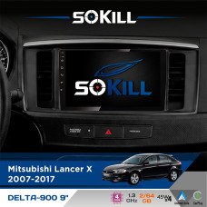 Штатна магнітола для Mitsubishi Lancer X 2007-2017 SoKill DELTA-900 9" Android 4-ядерний 2+64Гб 4x45W бездротовий CarPlay та AndroidAuto