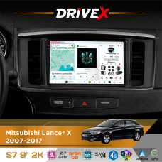 Штатна магнітола для Mitsubishi Lancer X 2007-2017 DriveX S7 2K QLED 9" Android 8-ядерний 2.7ГГц 6x64Гб SIM-картка 3G/4G AK7808 AB 4x50W DSP AK7739 VELVET бездротовий CarPlay та AndroidAuto