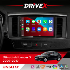 Штатна магнітола для Mitsubishi Lancer X 2007-2017 DriveX UN5 QLED 9" Android 4-ядерний 2+32Гб 4x45W бездротовий CarPlay та AndroidAuto