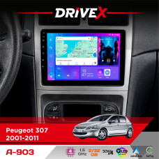 Штатна магнітола для Peugeot 307 2001-2011 DriveX A-903 QLED 9" Android 4-ядерний 2+32Гб 4x50W(TDA7851) бездротовий CarPlay та AndroidAuto