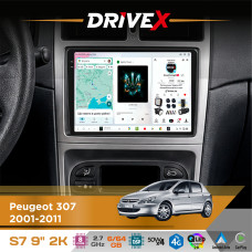 Штатна магнітола для Peugeot 307 2001-2011 DriveX S7 2K QLED 9" Android 8-ядерний 2.7ГГц 6x64Гб SIM-картка 3G/4G AK7808 AB 4x50W DSP AK7739 VELVET бездротовий CarPlay та AndroidAuto