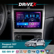 Штатна магнітола для Peugeot 307 2001-2011 DriveX SE-911 4+64Гб QLED 9" Android 4-ядерний 4x50W(TDA7851) DSP бездротовий CarPlay та AndroidAuto