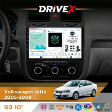 Штатна магнітола для Volkswagen Golf 2003-2008 DriveX S3 QLED 10" Android 8-ядерний 1.6ГГц 4x64Гб SIM-картка 3G/4G 7388 4x45W ASP TM2313 бездротовий CarPlay та AndroidAuto