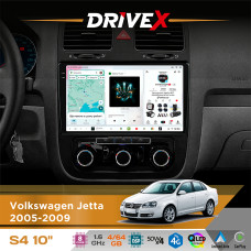 Штатна магнітола для Volkswagen Golf 2003-2008 DriveX S4 QLED 10" Android 8-ядерний 1.6ГГц 4x64Гб SIM-картка 3G/4G TDA7851 4x50W DSP AK7604 бездротовий CarPlay та AndroidAuto