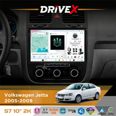 Штатна магнітола для Volkswagen Jetta 2005-2009 DriveX S7 2K QLED 10" Android 8-ядерний 2.7ГГц 6x64Гб SIM-картка 3G/4G AK7808 AB 4x50W DSP AK7739 VELVET бездротовий CarPlay та AndroidAuto