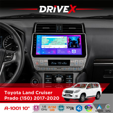 Штатна магнітола для Toyota Land Cruiser Prado (150) 2017-2020 DriveX A-1001 10" Android 4-ядерний 2+32Гб 4x45W бездротовий CarPlay та AndroidAuto