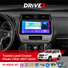Штатна магнітола для Toyota Land Cruiser Prado (150) 2017-2020 DriveX A-1003 QLED 10" Android 2+32Гб 4-ядерний 4x50W(TDA7851) бездротовий CarPlay та AndroidAuto
