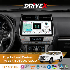 Штатна магнітола для Toyota Land Cruiser Prado (150) 2017-2020 DriveX S7 2K QLED 10" Android 8-ядерний 2.7ГГц 6x64Гб SIM-картка 3G/4G AK7808 AB 4x50W DSP AK7739 VELVET бездротовий CarPlay та AndroidAuto