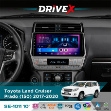 Штатна магнітола для Toyota Land Cruiser Prado (150) 2017-2020 DriveX SE-1011 QLED 10" Android 4-ядерний 4+64Гб DSP 4x50W(TDA7851) бездротовий CarPlay та AndroidAuto