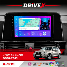 Штатна магнітола для BMW X5 (E70) 2006-2013 DriveX A-903 QLED 9" Android 4-ядерний 2+32Гб 4x50W(TDA7851) бездротовий CarPlay та AndroidAuto