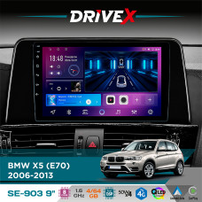 Штатна магнітола для BMW X5 (E70) 2006-2013 DriveX SE-903 QLED 9" Android 8-ядерний 4+64Гб SIM-картка 3G/4G DSP 4x50W(TDA7851) бездротовий CarPlay та AndroidAuto