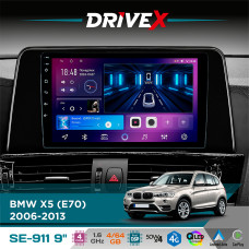 Штатна магнітола для BMW X5 (E70) 2006-2013 DriveX SE-911 4+64Гб QLED 9" Android 4-ядерний 4x50W(TDA7851) DSP бездротовий CarPlay та AndroidAuto