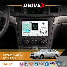 Штатна магнітола для Toyota Aurion 2011-2014 DriveX S4 QLED 9" Android 8-ядерний 1.6ГГц 4x64Гб SIM-картка 3G/4G TDA7851 4x50W DSP AK7604 бездротовий CarPlay та AndroidAuto