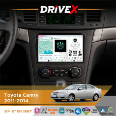 Штатна магнітола для Toyota Camry 2011-2014 DriveX S7+ 2K QLED 9" Android 8-ядерний 2.7ГГц 8x128Гб SIM-картка 3G/4G AK7808 AB 4x50W 360° DSP AK7739 VELVET бездротовий CarPlay та AndroidAuto