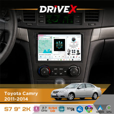 Штатна магнітола для Toyota Camry 2011-2014 DriveX S7 2K QLED 9" Android 8-ядерний 2.7ГГц 6x64Гб SIM-картка 3G/4G AK7808 AB 4x50W DSP AK7739 VELVET бездротовий CarPlay та AndroidAuto