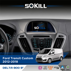 Штатна магнітола для Ford Transit Custom 2012-2018 SoKill DELTA-900 9" Android 4-ядерний 2+64Гб 4x45W бездротовий CarPlay та AndroidAuto