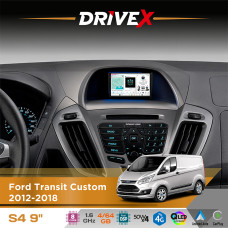 Штатна магнітола для Ford Tourneo Custom 2012-2018 DriveX S4 QLED 9" Android 8-ядерний 1.6ГГц 4x64Гб SIM-картка 3G/4G TDA7851 4x50W DSP AK7604 бездротовий CarPlay та AndroidAuto