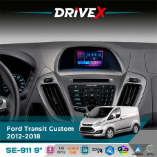 Штатна магнітола для Ford Transit Custom 2012-2018 DriveX SE-911 4+64Гб QLED 9" Android 4-ядерний 4x50W(TDA7851) DSP бездротовий CarPlay та AndroidAuto