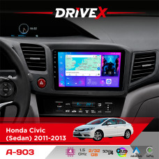Штатна магнітола для Honda Civic (Sedan) 2011-2013 DriveX A-903 QLED 9" Android 4-ядерний 2+32Гб 4x50W(TDA7851) бездротовий CarPlay та AndroidAuto