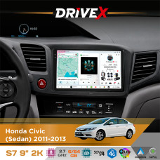 Штатна магнітола для Honda Civic (Sedan) 2011-2013 DriveX S7 2K QLED 9" Android 8-ядерний 2.7ГГц 6x64Гб SIM-картка 3G/4G AK7808 AB 4x50W DSP AK7739 VELVET бездротовий CarPlay та AndroidAuto