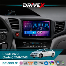 Штатна магнітола для Honda Civic (Sedan) 2011-2013 DriveX SE-903 QLED 9" Android 8-ядерний 4+64Гб SIM-картка 3G/4G DSP 4x50W(TDA7851) бездротовий CarPlay та AndroidAuto