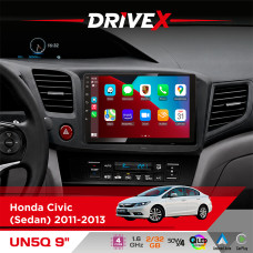 Штатна магнітола для Honda Civic (Sedan) 2011-2013 DriveX UN5 QLED 9" Android 4-ядерний 2+32Гб 4x45W бездротовий CarPlay та AndroidAuto
