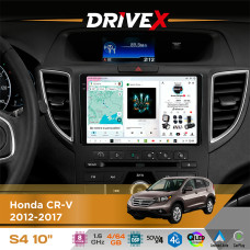 Штатна магнітола для Honda CR-V 2012-2017 DriveX S4 QLED 10" Android 8-ядерний 1.6ГГц 4x64Гб SIM-картка 3G/4G TDA7851 4x50W DSP AK7604 бездротовий CarPlay та AndroidAuto