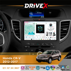 Штатна магнітола для Honda CR-V 2012-2017 DriveX S7+ 2K QLED 10" Android 8-ядерний 2.7ГГц 8x128Гб SIM-картка 3G/4G AK7808 AB 4x50W 360° DSP AK7739 VELVET бездротовий CarPlay та AndroidAuto