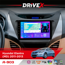 Штатна магнітола для Hyundai Avante (MD) 2011-2013 DriveX A-903 QLED 9" Android 4-ядерний 2+32Гб 4x50W(TDA7851) бездротовий CarPlay та AndroidAuto