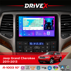 Штатна магнітола для Jeep Grand Cherokee 2011-2013 DriveX A-1003 QLED 10" Android 2+32Гб 4-ядерний 4x50W(TDA7851) бездротовий CarPlay та AndroidAuto