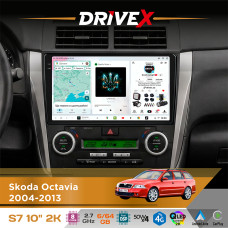 Штатна магнітола для Skoda Octavia 2004-2013 DriveX S7 2K QLED 10" Android 8-ядерний 2.7ГГц 6x64Гб SIM-картка 3G/4G AK7808 AB 4x50W DSP AK7739 VELVET бездротовий CarPlay та AndroidAuto