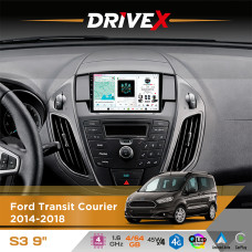 Штатна магнітола для Ford Transit Courier 2014-2018 DriveX S3 QLED 9" Android 8-ядерний 1.6ГГц 4x64Гб SIM-картка 3G/4G 7388 4x45W ASP TM2313 бездротовий CarPlay та AndroidAuto