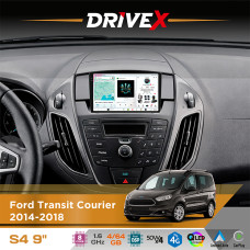 Штатна магнітола для Ford Tourneo Courier 2014-2018 DriveX S4 QLED 9" Android 8-ядерний 1.6ГГц 4x64Гб SIM-картка 3G/4G TDA7851 4x50W DSP AK7604 бездротовий CarPlay та AndroidAuto