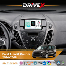 Штатна магнітола для Ford Transit Courier 2014-2018 DriveX S7+ 2K QLED 9" Android 8-ядерний 2.7ГГц 8x128Гб SIM-картка 3G/4G AK7808 AB 4x50W 360° DSP AK7739 VELVET бездротовий CarPlay та AndroidAuto
