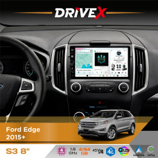 Штатна магнітола для Ford Edge 2015+ DriveX S3 QLED 8" з фізичними кнопками Android 8-ядерний 1.6ГГц 4x64Гб SIM-картка 3G/4G 7388 45W ASP TM2313 бездротовий CarPlay та AndroidAuto
