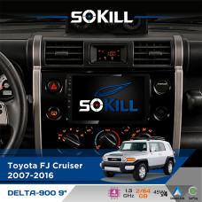 Штатна магнітола для Toyota FJ Cruiser 2007-2016 SoKill DELTA-900 9" Android 4-ядерний 2+64Гб 4x45W бездротовий CarPlay та AndroidAuto