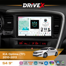 Штатна магнітола для KIA K5 2010-2013 DriveX S4 QLED 9" Android 8-ядерний 1.6ГГц 4x64Гб SIM-картка 3G/4G TDA7851 4x50W DSP AK7604 бездротовий CarPlay та AndroidAuto