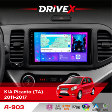 Штатна магнітола для KIA Picanto (TA) 2011-2017 DriveX A-903 QLED 9" Android 4-ядерний 2+32Гб 4x50W(TDA7851) бездротовий CarPlay та AndroidAuto