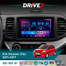 Штатна магнітола для KIA Picanto (TA) 2011-2017 DriveX SE-911 4+64Гб QLED 9" Android 4-ядерний 4x50W(TDA7851) DSP бездротовий CarPlay та AndroidAuto