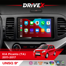 Штатна магнітола для KIA Picanto (TA) 2011-2017 DriveX UN5 QLED 9" Android 4-ядерний 2+32Гб 4x45W бездротовий CarPlay та AndroidAuto
