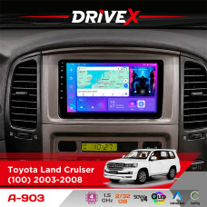 Штатна магнітола для Toyota Land Cruiser (100) 2003-2008 DriveX A-903 QLED 9" Android 4-ядерний 2+32Гб 4x50W(TDA7851) бездротовий CarPlay та AndroidAuto