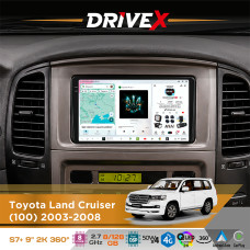 Штатна магнітола для Toyota Land Cruiser (100) 2003-2008 DriveX S7+ 2K QLED 9" Android 8-ядерний 2.7ГГц 8x128Гб SIM-картка 3G/4G AK7808 AB 4x50W 360° DSP AK7739 VELVET бездротовий CarPlay та AndroidAuto
