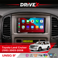 Штатна магнітола для Toyota Land Cruiser (100) 2003-2008 DriveX UN5 QLED 9" Android 4-ядерний 2+32Гб 4x45W бездротовий CarPlay та AndroidAuto