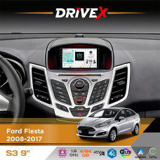 Штатна магнітола для Ford Fiesta 2008-2017 DriveX S3 QLED 9" Android 8-ядерний 1.6ГГц 4x64Гб SIM-картка 3G/4G 7388 4x45W ASP TM2313 бездротовий CarPlay та AndroidAuto