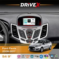 Штатна магнітола для Ford Fiesta 2008-2017 DriveX S4 QLED 9" Android 8-ядерний 1.6ГГц 4x64Гб SIM-картка 3G/4G TDA7851 4x50W DSP AK7604 бездротовий CarPlay та AndroidAuto