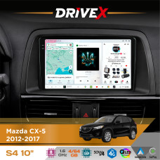 Штатна магнітола для Mazda CX-5 2012-2017 DriveX S4 QLED 10" Android 8-ядерний 1.6ГГц 4x64Гб SIM-картка 3G/4G TDA7851 4x50W DSP AK7604 бездротовий CarPlay та AndroidAuto