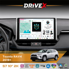 Штатна магнітола для Toyota RAV4 2019+ DriveX S7 2K QLED 10" Android 8-ядерний 2.7ГГц 6x64Гб SIM-картка 3G/4G AK7808 AB 4x50W DSP AK7739 VELVET бездротовий CarPlay та AndroidAuto