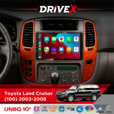 Штатна магнітола для Toyota Land Cruiser (100) 2003-2008 DriveX UN8 QLED 10" Android 4-ядерний 2x32Гб 4x45W бездротовий CarPlay та AndroidAuto