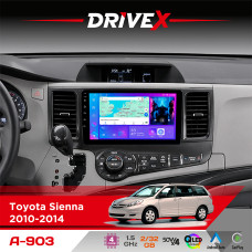 Штатна магнітола для Toyota Sienna 2010-2014 DriveX A-903 QLED 9" Android 4-ядерний 2+32Гб 4x50W(TDA7851) бездротовий CarPlay та AndroidAuto